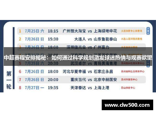 中超赛程安排揭秘：如何通过科学规划激发球迷热情与观赛欲望